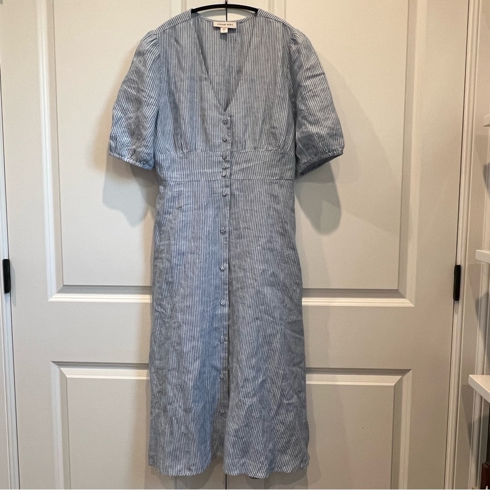 Amour Vert Blue Striped Midi Dress